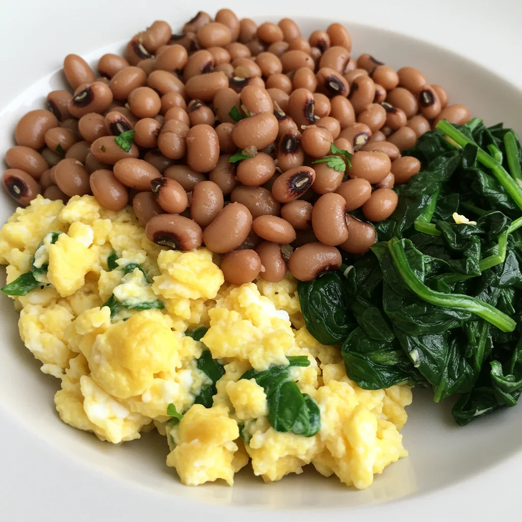 Fazole s vejci a špenátem